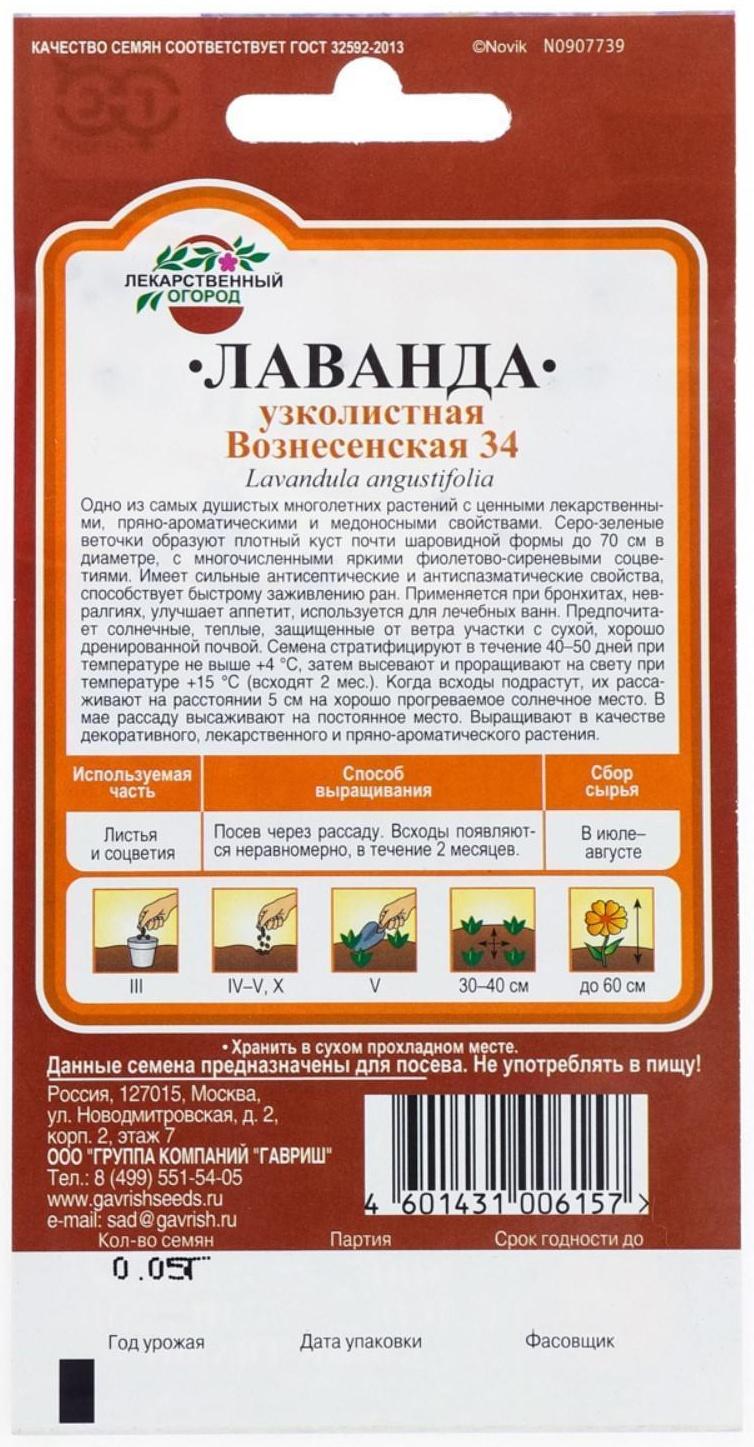 Семена Лаванда узколистная, 