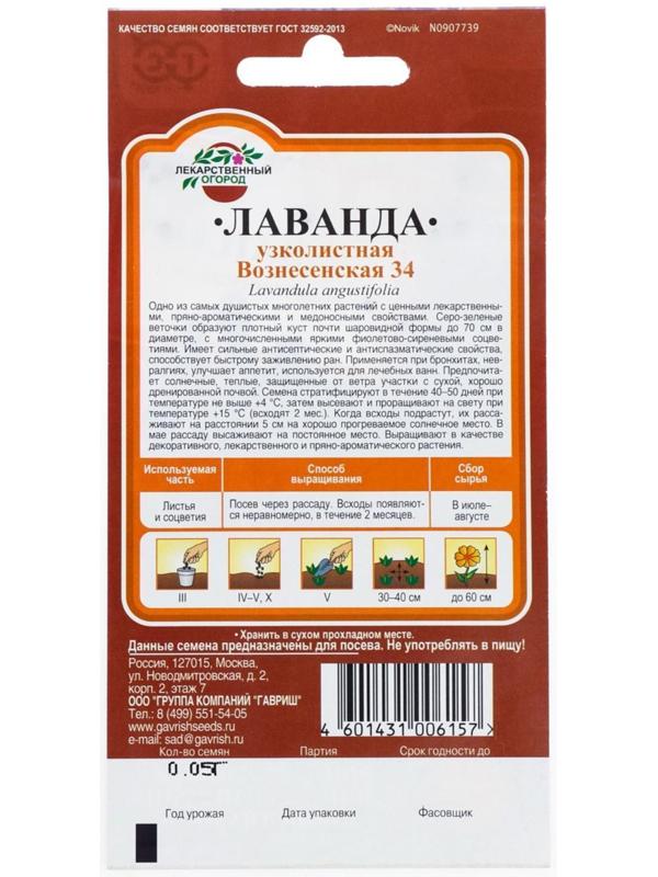 Семена Лаванда узколистная, 
