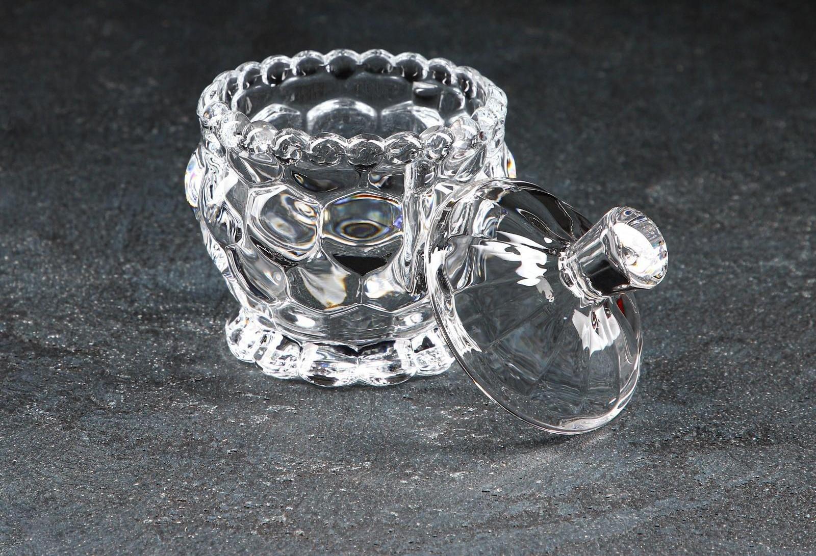 Сахарница стеклянная Доляна «Гранатовый браслет», 180 мл, 8,5×10 см