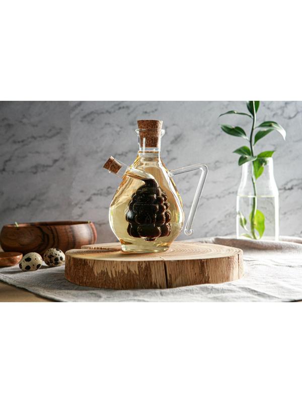 Бутыль стеклянная 2 в 1 для соусов и масла «Фьюжн. Виноград», 450/60 мл, 11×9,5×15,5 см
