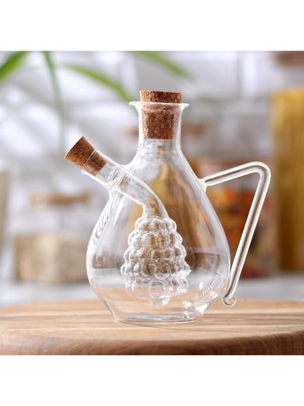 Бутыль стеклянная 2 в 1 для соусов и масла «Фьюжн. Виноград», 450/60 мл, 11×9,5×15,5 см