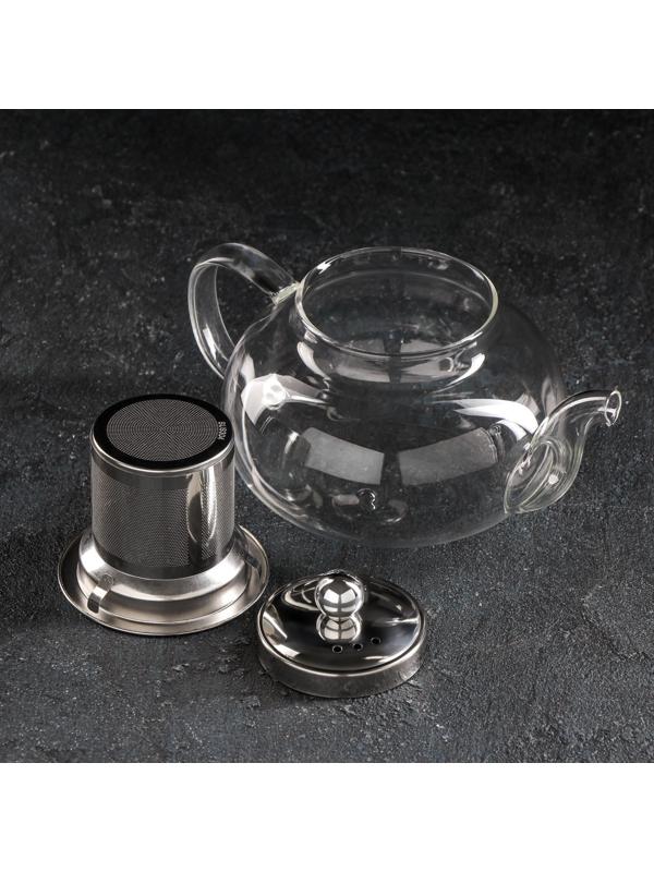 Чайник стеклянный заварочный Доляна «Калиопа», 600 мл, металлическое сито