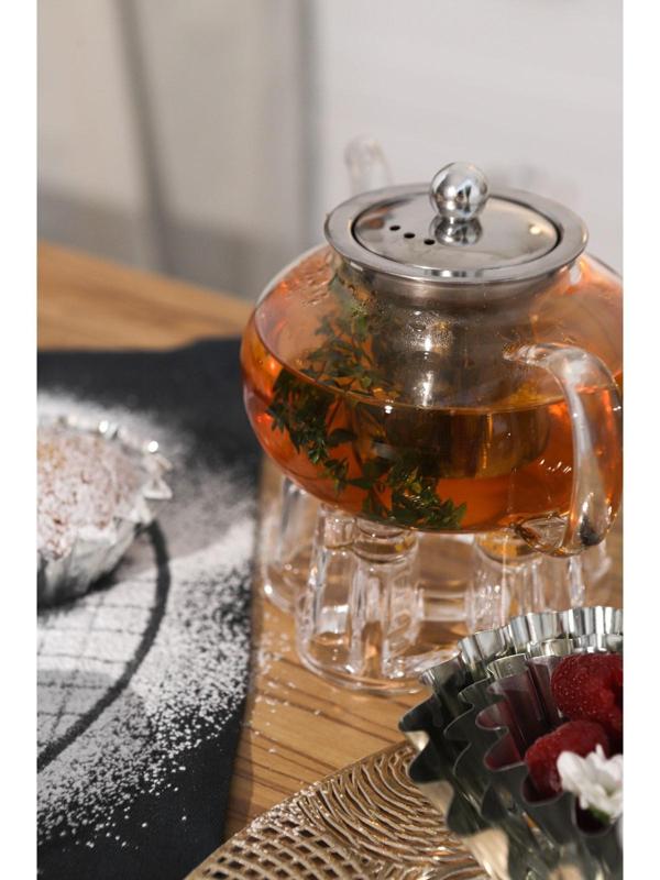 Чайник стеклянный заварочный Доляна «Калиопа», 600 мл, металлическое сито