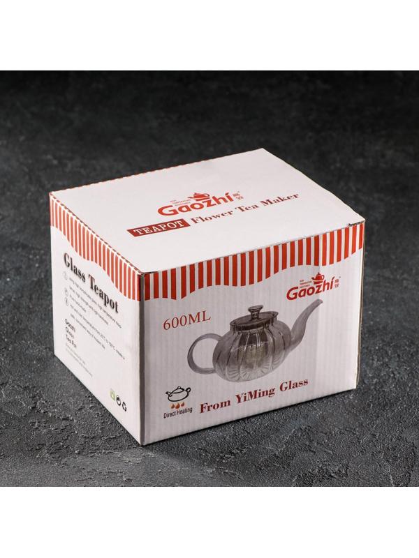 Чайник стеклянный заварочный Доляна «Калиопа», 600 мл, металлическое сито