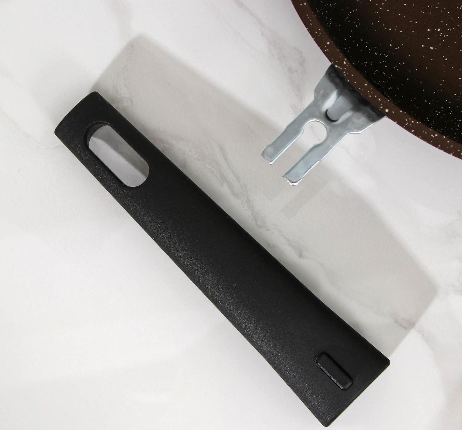 Сковорода, d=24 см, съёмная ручка, антипригарное покрытие, цвет кофейный мрамор