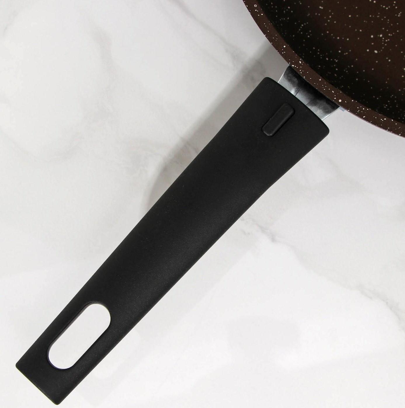 Сковорода, d=24 см, съёмная ручка, антипригарное покрытие, цвет кофейный мрамор