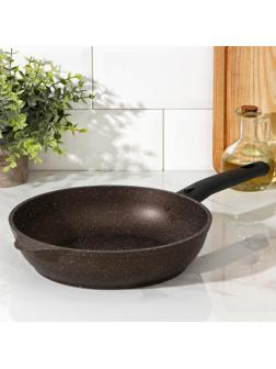 Сковорода, d=24 см, съёмная ручка, антипригарное покрытие, цвет кофейный мрамор