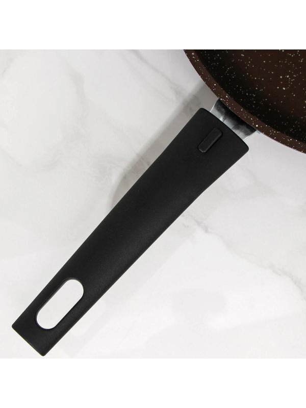 Сковорода, d=24 см, съёмная ручка, антипригарное покрытие, цвет кофейный мрамор