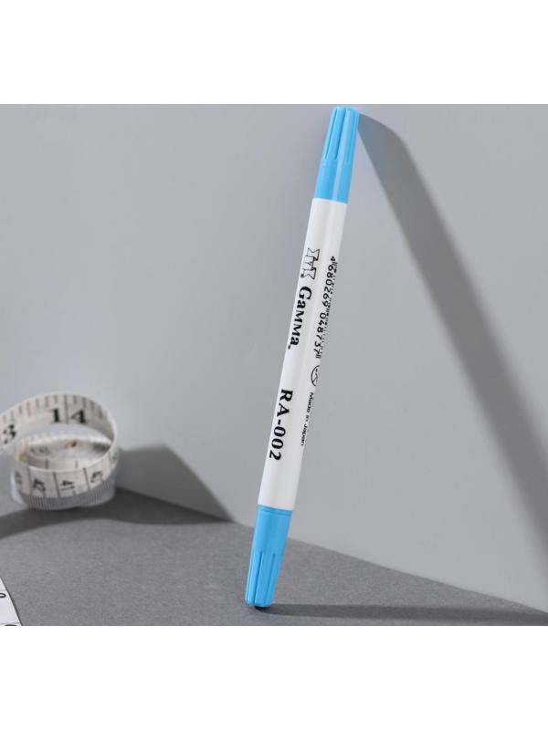 Маркер для ткани, смывающийся, двусторонний, цвет голубой