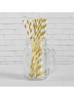 Трубочка для коктейля «Полоска», набор 12 шт., цвет золотой