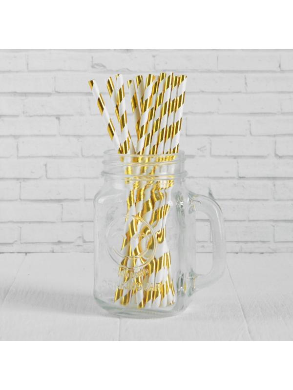 Трубочка для коктейля «Полоска», набор 12 шт., цвет золотой
