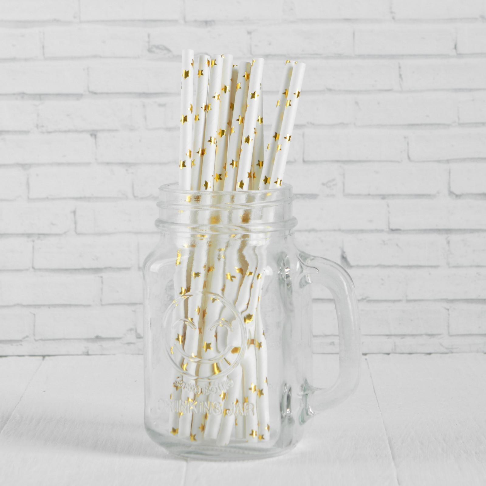 Трубочка для коктейля «Звёзды», набор 12 шт., цвет золотой