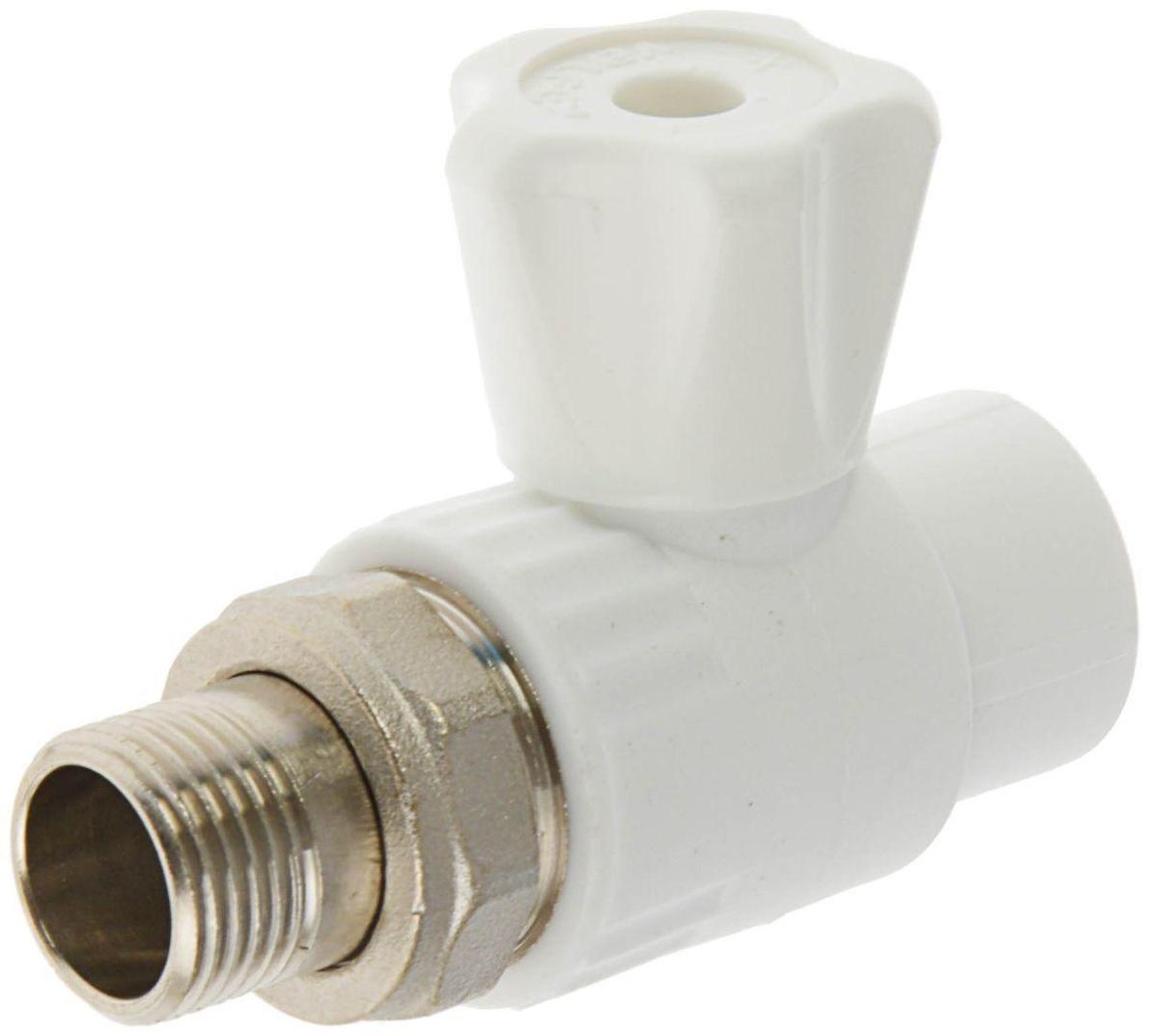 Кран шаровой для радиатора VALFEX, полипропиленовый, прямой, 20 х 1/2