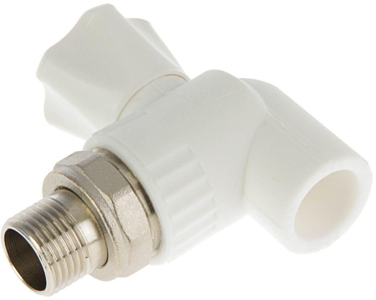 Кран шаровой для радиатора VALFEX, полипропиленовый, угловой, d=20 мм х 1/2
