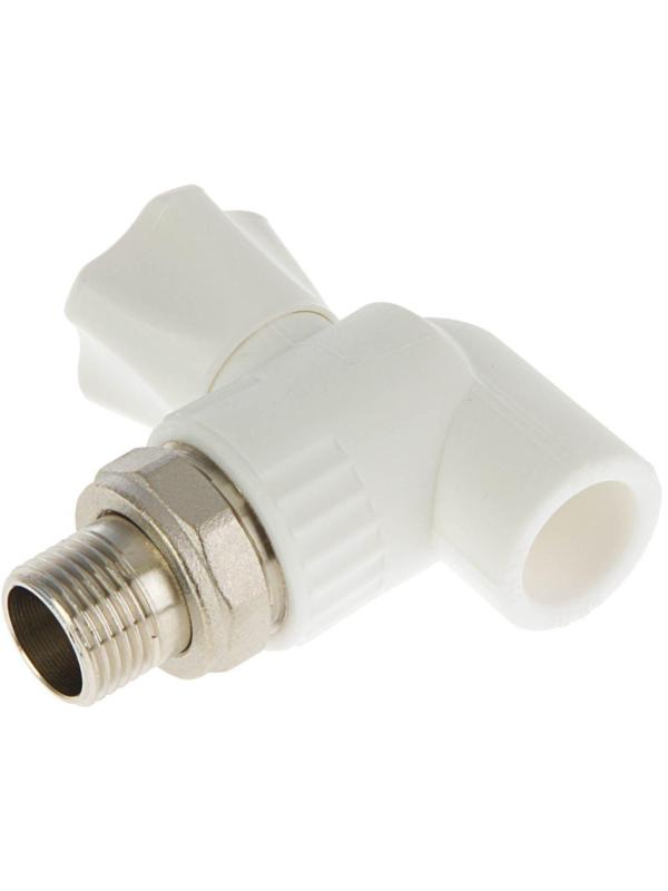 Кран шаровой для радиатора VALFEX, полипропиленовый, угловой, d=20 мм х 1/2