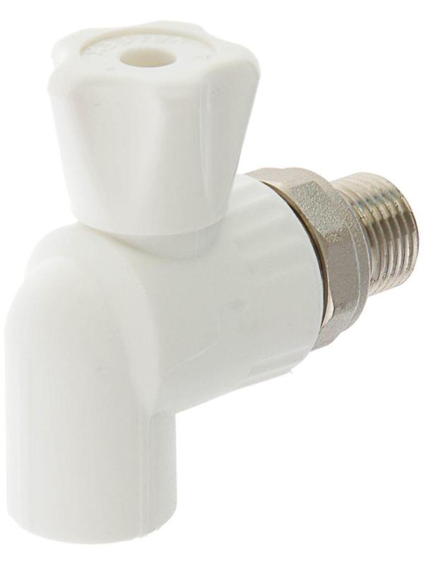 Кран шаровой для радиатора VALFEX, полипропиленовый, угловой, d=20 мм х 1/2