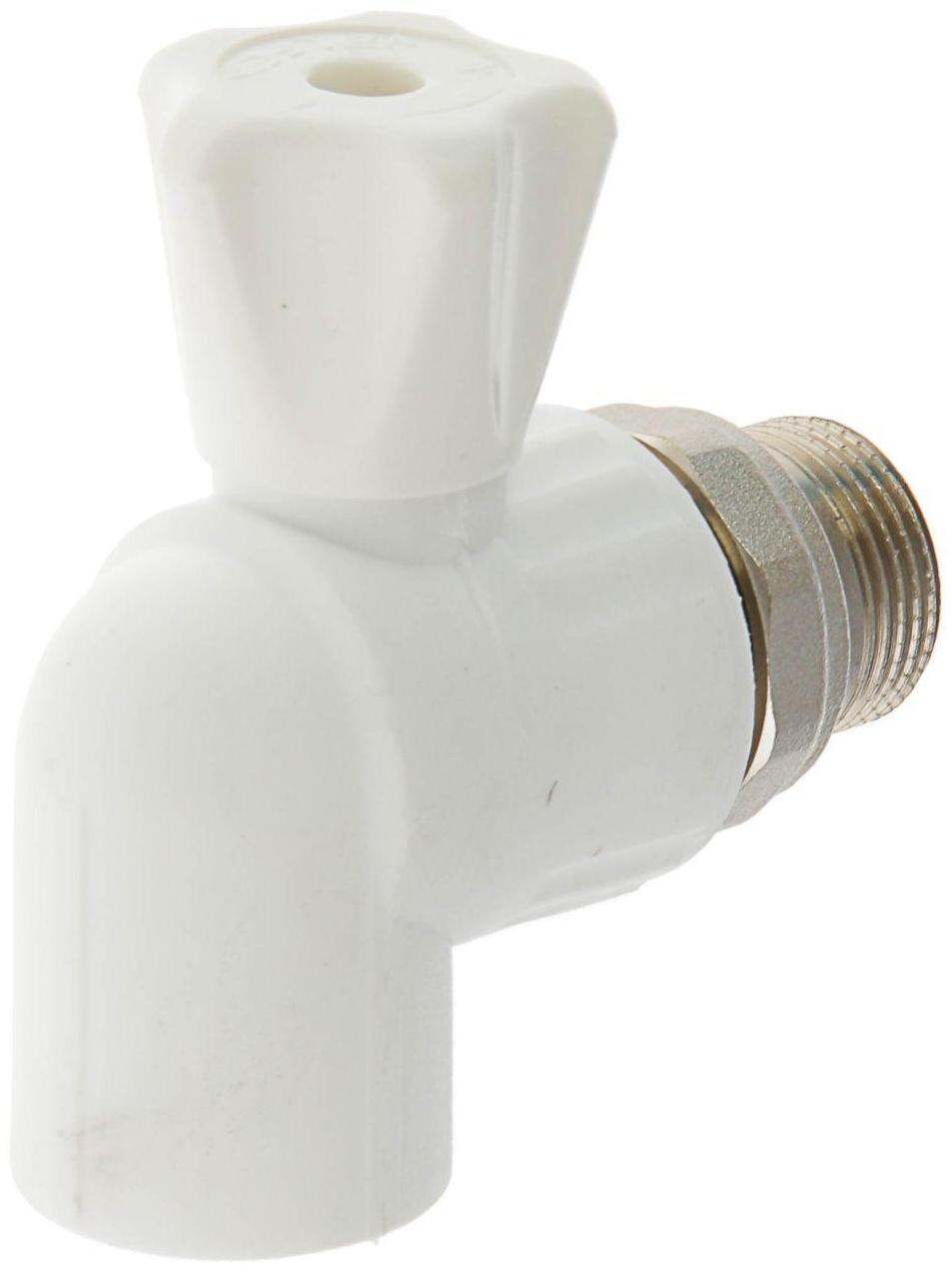 Кран шаровой для радиатора VALFEX, полипропиленовый, угловой, d=25 мм х 3/4