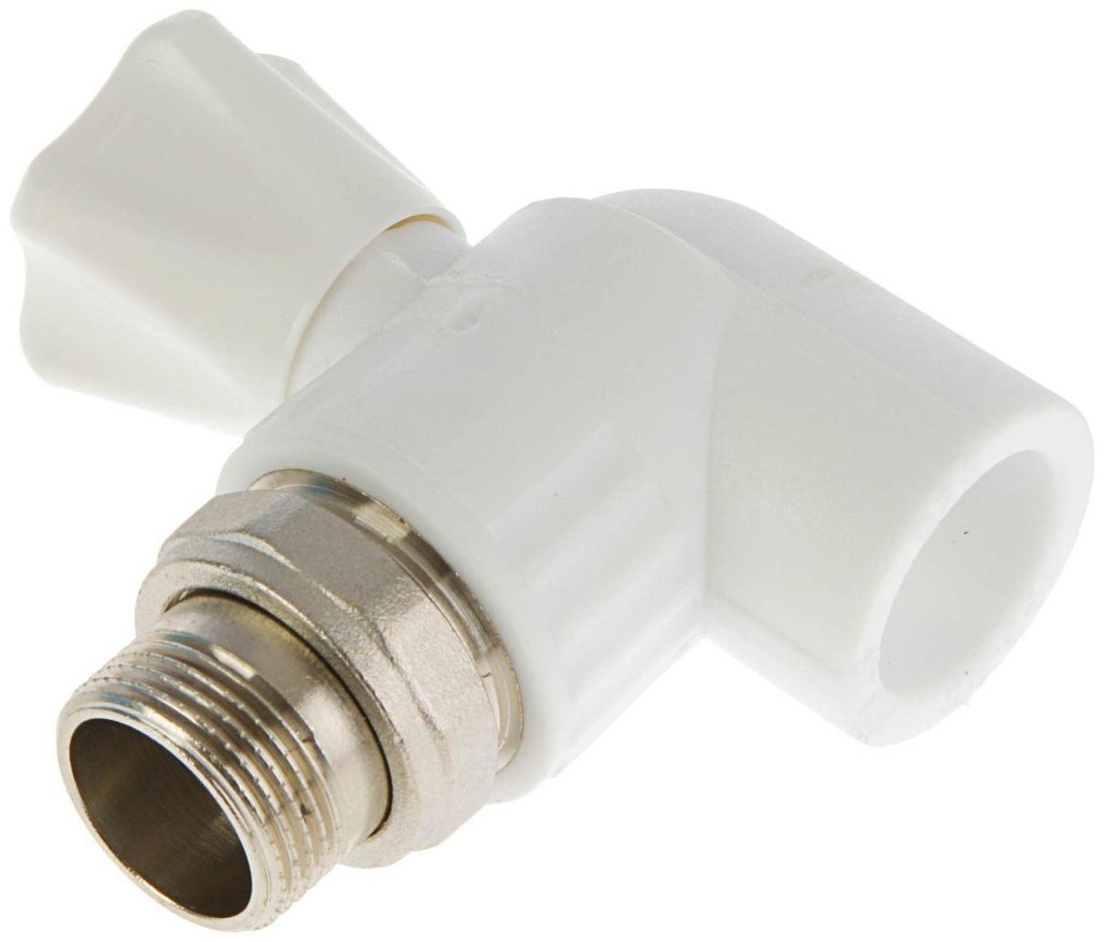 Кран шаровой для радиатора VALFEX, полипропиленовый, угловой, d=25 мм х 3/4