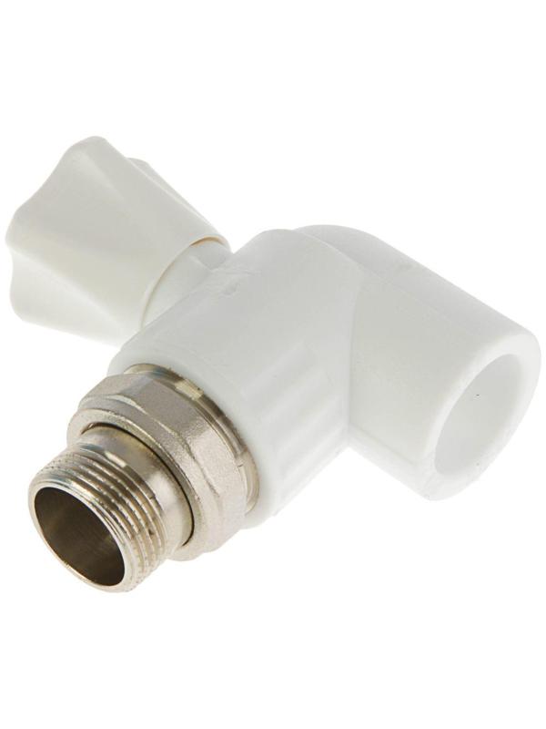 Кран шаровой для радиатора VALFEX, полипропиленовый, угловой, d=25 мм х 3/4