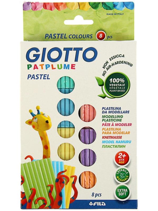 Пластилин мягкий Giotto Patplume Pastel (пищевые красители), 8 цветов по 33 г