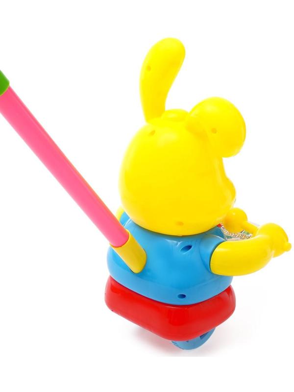 Каталка на палке «Зайка-барабанщик», цвета МИКС