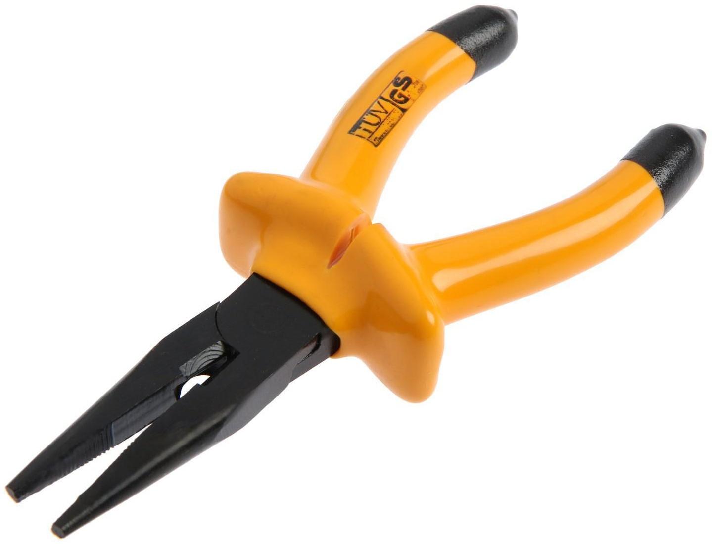 Длинногубцы диэлектрические ТУНДРА, изолирующие рукоятки из резины до 1000 В, 160 мм