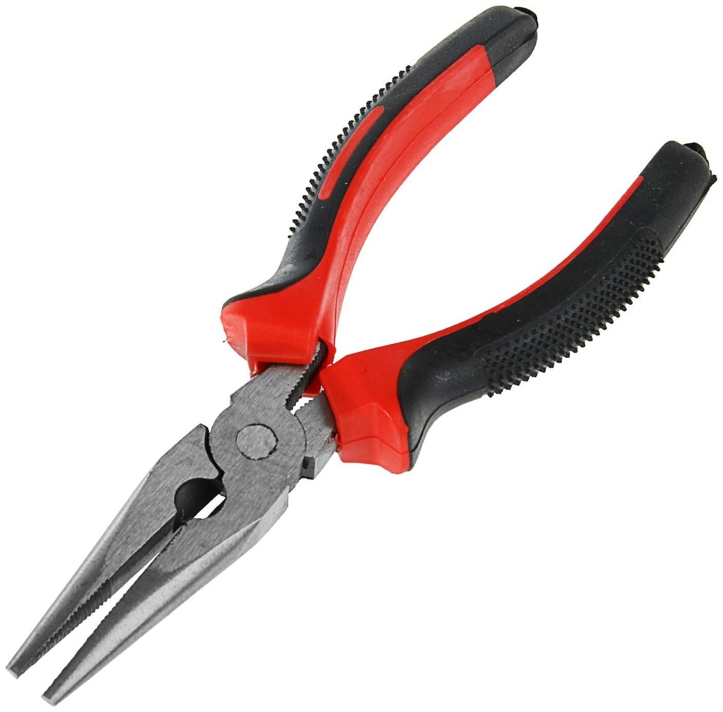 Длинногубцы ЛОМ, шлифованные, двухкомпонентные рукоятки, 160 мм