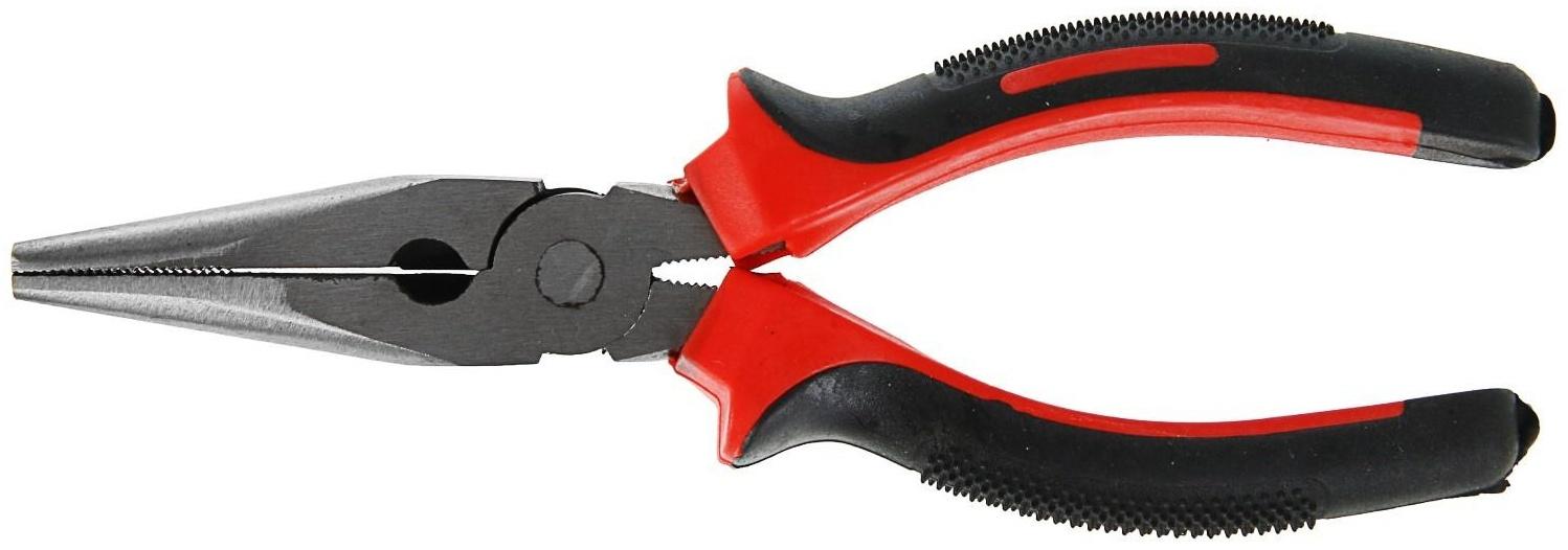 Длинногубцы ЛОМ, шлифованные, двухкомпонентные рукоятки, 160 мм