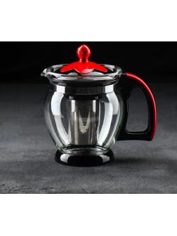 Чайник стеклянный заварочный «Цветок», 1,2 л, с металлическим ситом, цвета МИКС