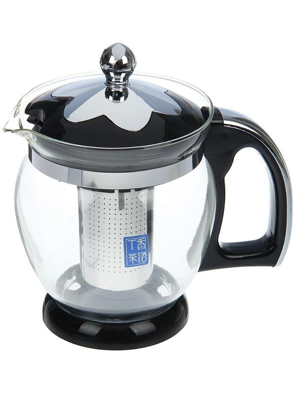Чайник стеклянный заварочный «Цветок», 1,2 л, с металлическим ситом, цвета МИКС