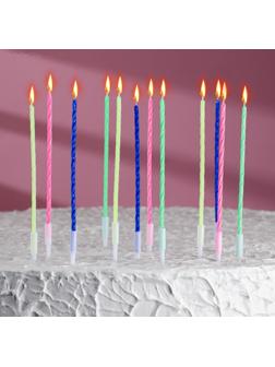Свечи для торта коктейльные с подставками, 12 см, набор 12 шт
