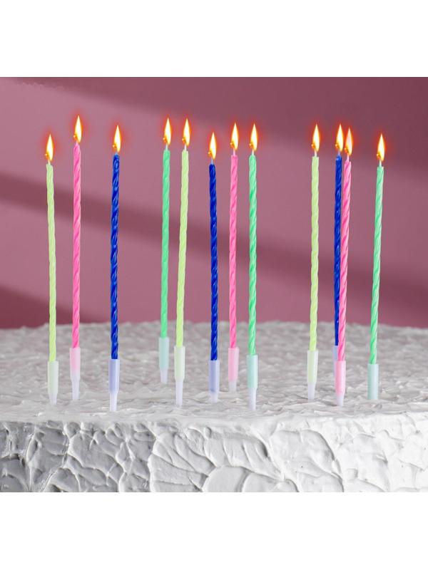 Свечи для торта коктейльные с подставками, 12 см, набор 12 шт