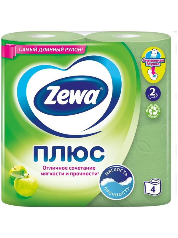 Туалетная бумага Zewa Плюс аромат «Яблоко», 2 слоя, 4 рулона