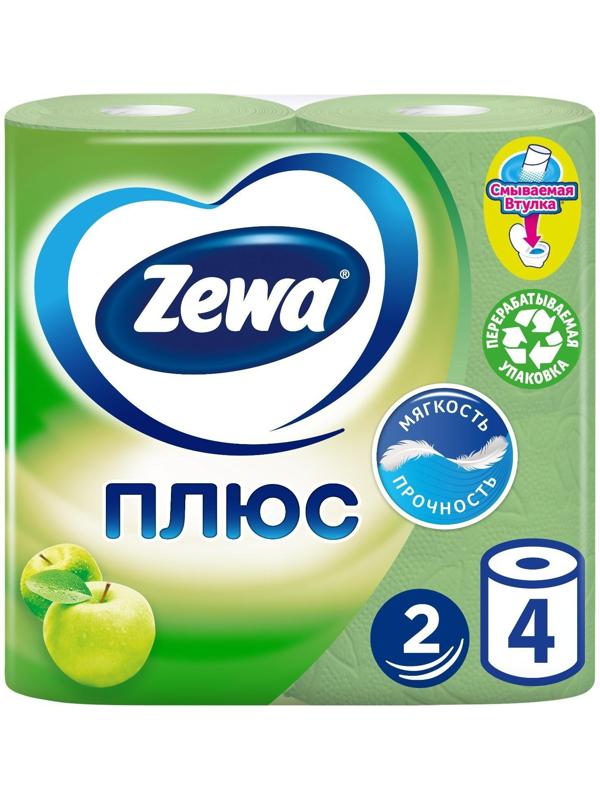 Туалетная бумага Zewa Плюс аромат «Яблоко», 2 слоя, 4 рулона
