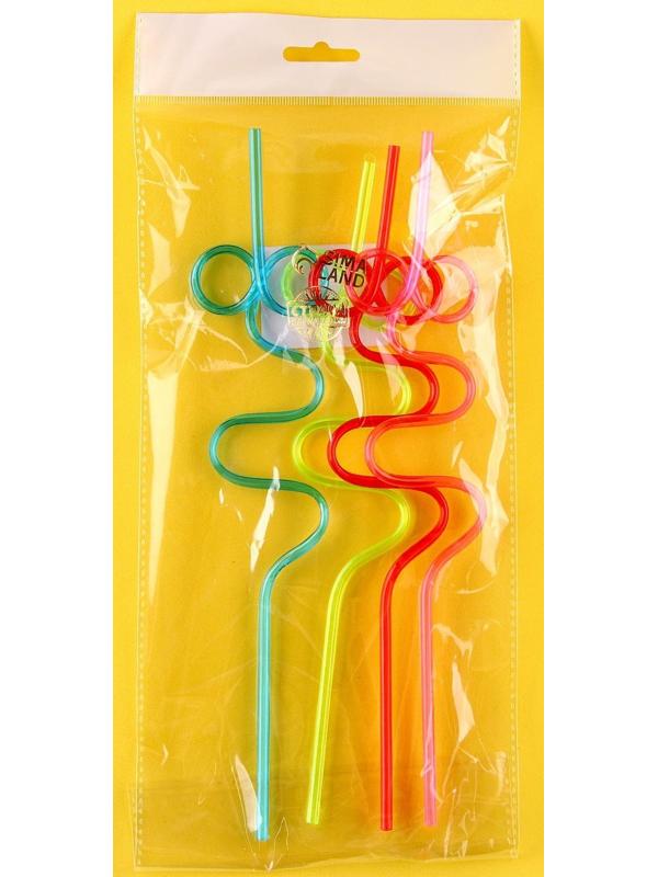 Трубочки для коктейля «Завитушка», набор 4 шт., цвета МИКС