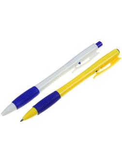 Ручка шариковая, автоматическая, 0.7 мм, стерженя синий, корпус с резиновым держателем, МИКС