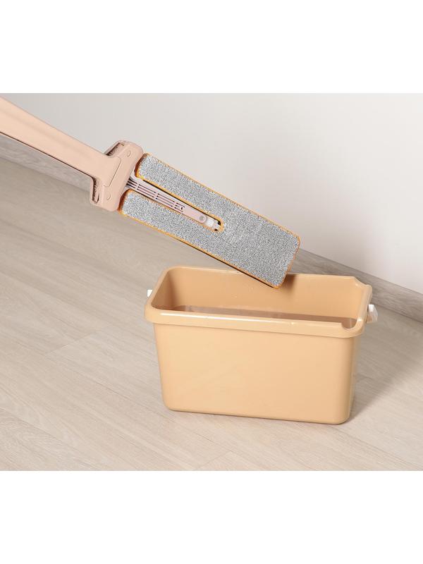 Швабра с отжимом, двусторонняя насадка из микрофибры 38×12 см, стальная ручка 134 см