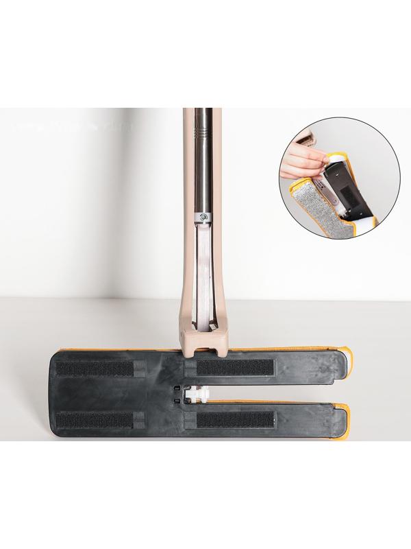 Швабра с отжимом, двусторонняя насадка из микрофибры 38×12 см, стальная ручка 134 см