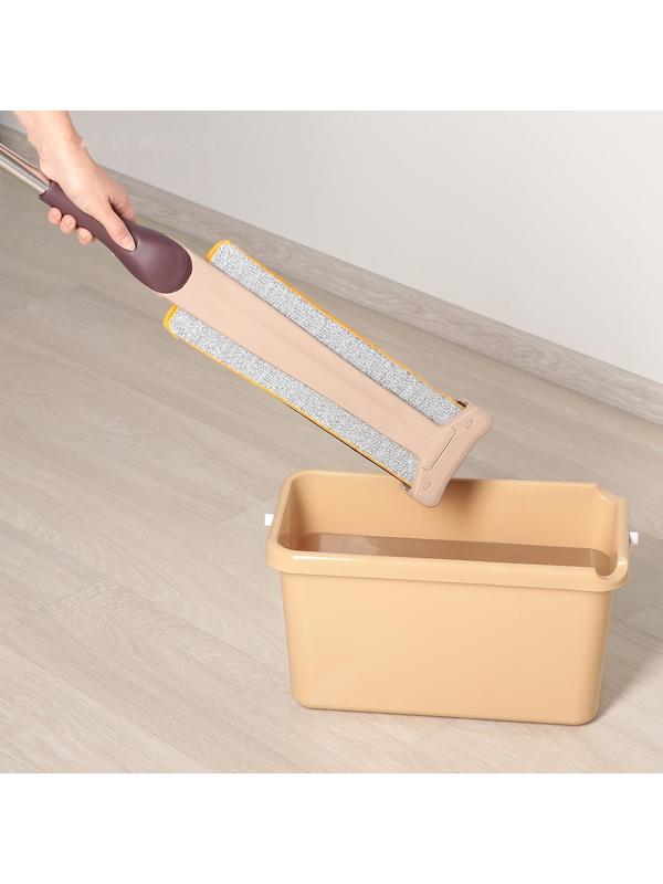 Швабра с отжимом, двусторонняя насадка из микрофибры 38×12 см, стальная ручка 134 см