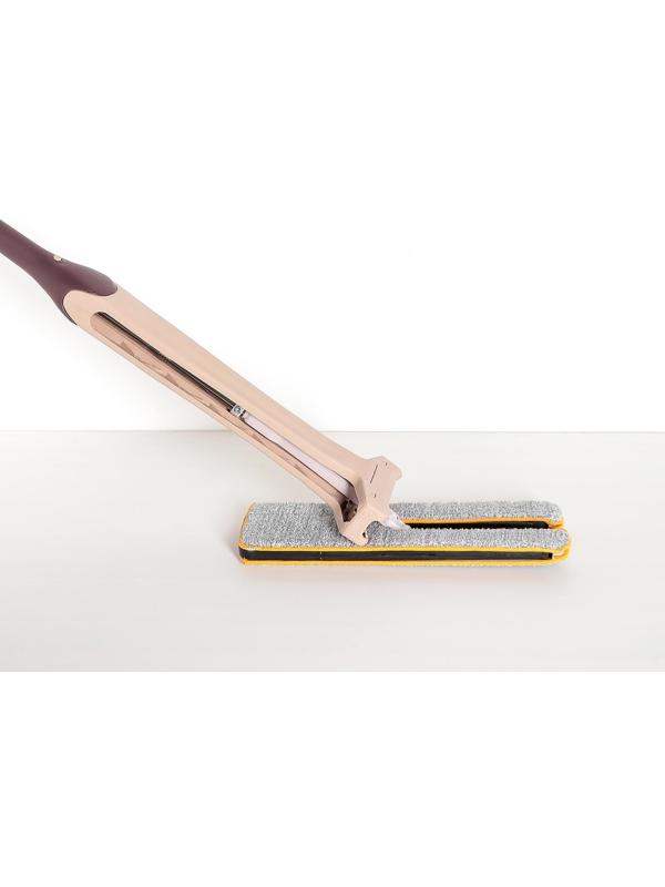 Швабра с отжимом, двусторонняя насадка из микрофибры 38×12 см, стальная ручка 134 см