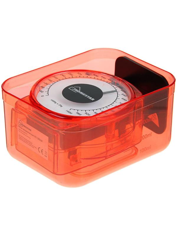 Весы кухонные HOMESTAR HS-3004М, механические, до 1 кг, чаша 0.5 л, красные