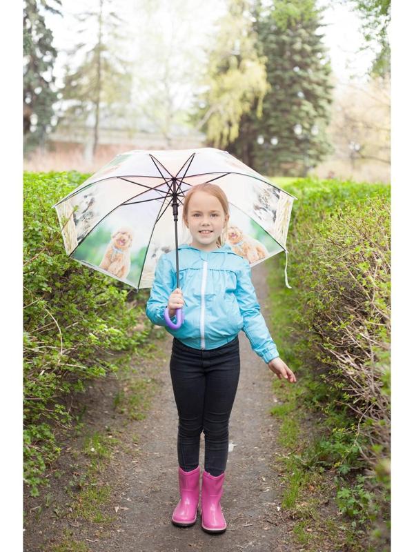 Зонт детский полуавтоматический «Милые зверюшки», r=41см, со свистком, цвет МИКС