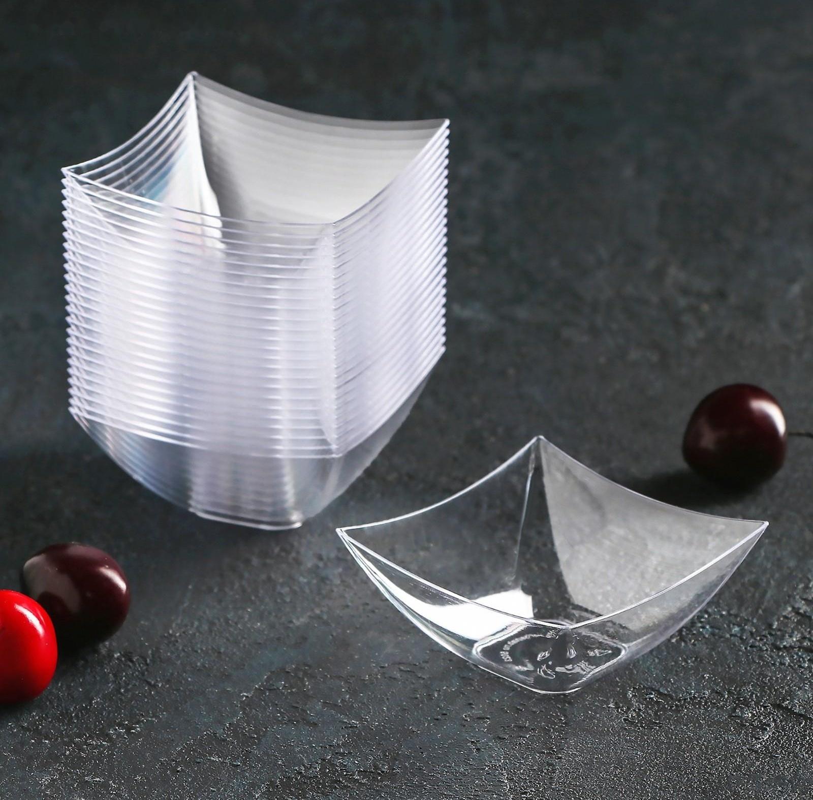 Форма одноразовая для фуршетов Square, 90 мл, 7×7 см, цвет прозрачный