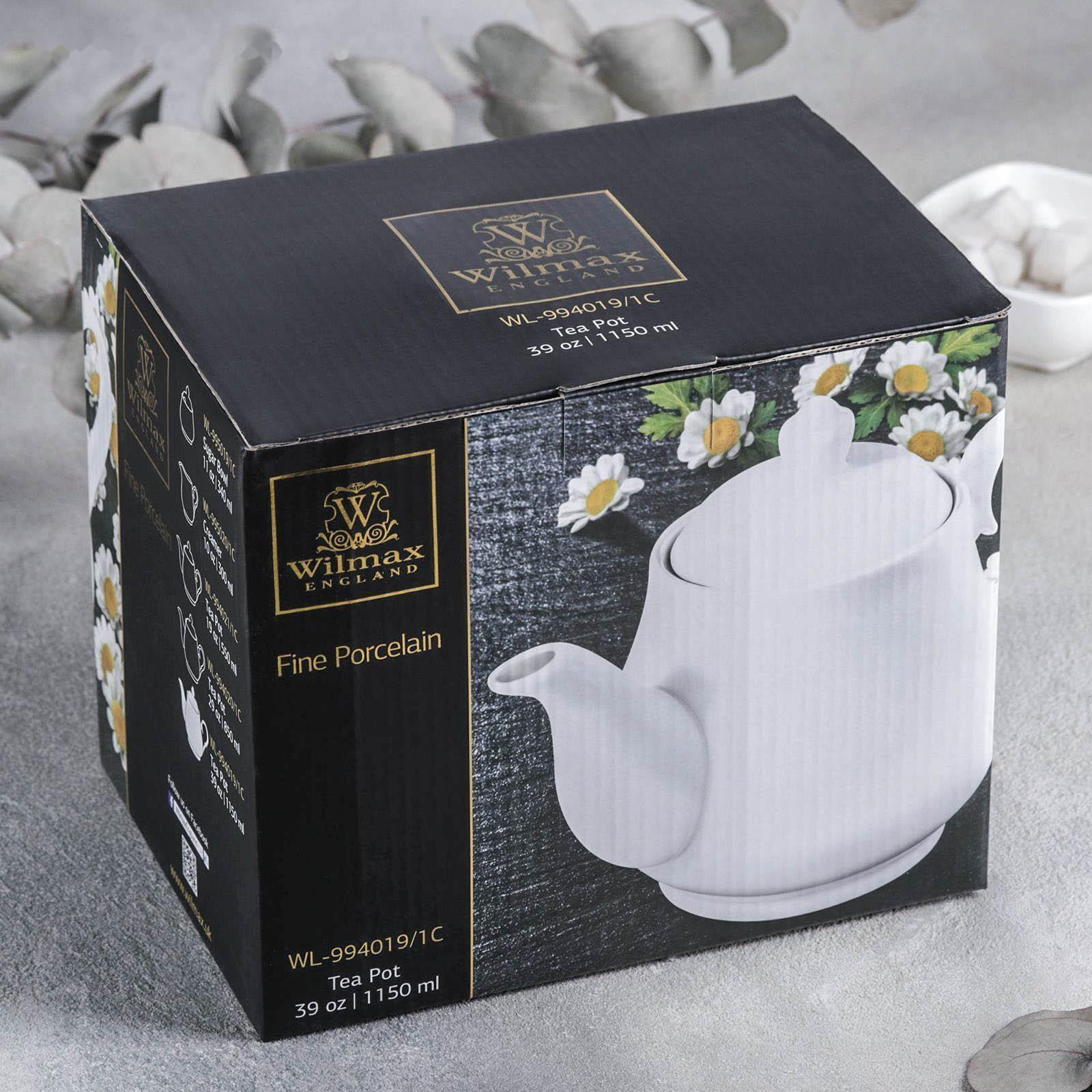 Чайник фарфоровый заварочный, 1,15 л, цвет белый