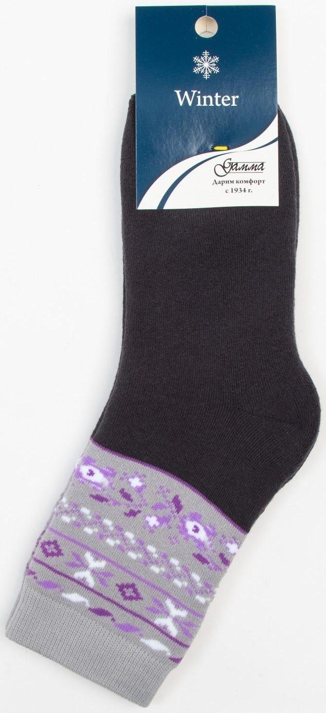 Носки женские махровые, цвет тёмно-серый, размер 23-25