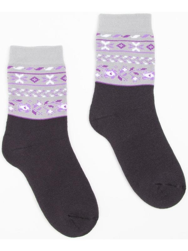 Носки женские махровые, цвет тёмно-серый, размер 23-25