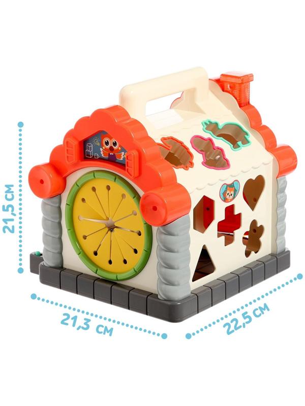 Игрушка развивающая логическая «Домик с ручкой», световые и звуковые эффекты, счёты, пианино, сортер