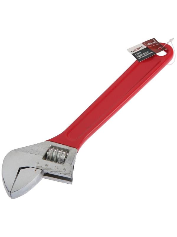 Ключ разводной ЛОМ, обрезиненная рукоятка, 300 мм