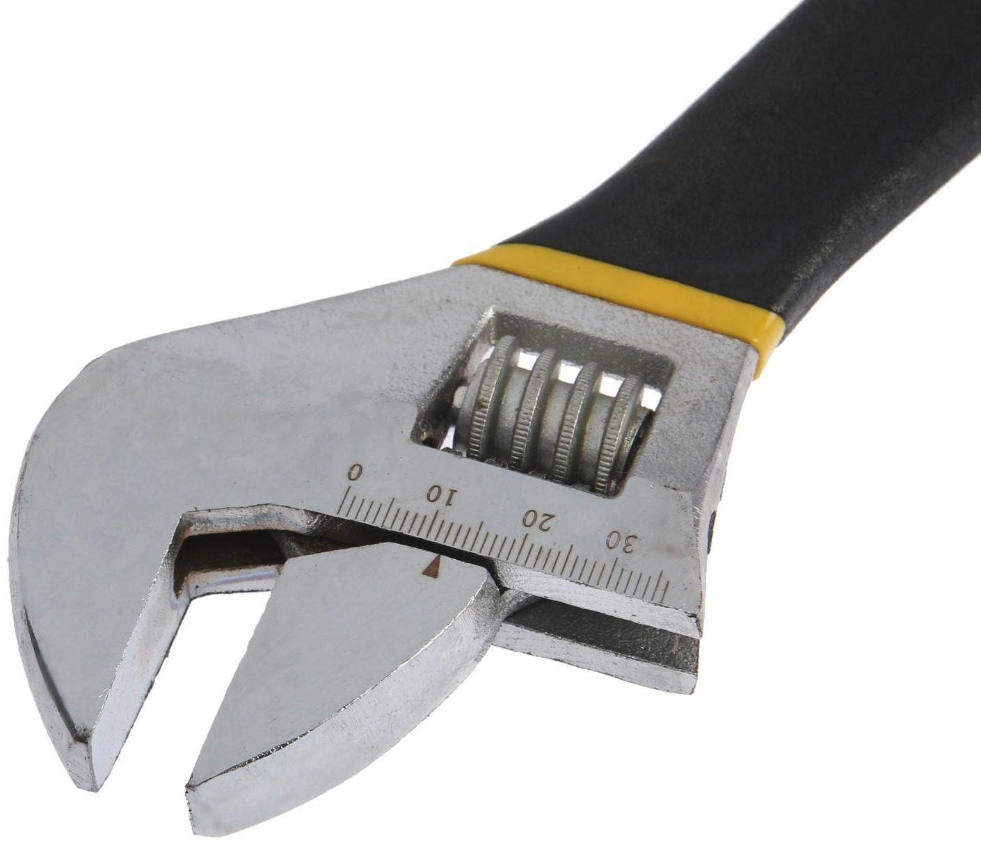 Ключ разводной ТУНДРА, обрезиненная рукоятка, 300 мм