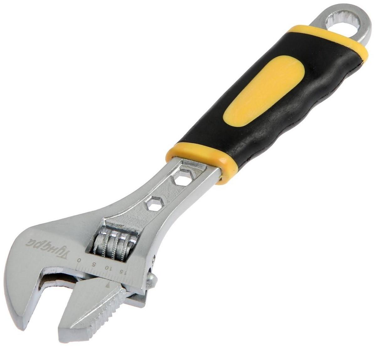 Ключ разводной ТУНДРА, 2 варианта зажима, гайки 3-5-10 мм, 2К рукоятка, 150 мм